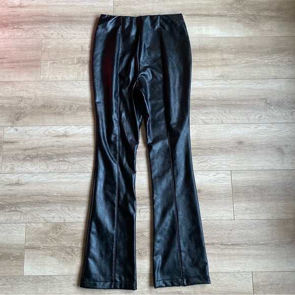 AFRM Adela High Waist Front Slit Faux Leather Pants pull on stretch waist - Picture 4 of 13